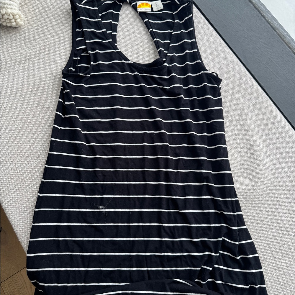 C&C California Black and White Striped Long Sun Dress